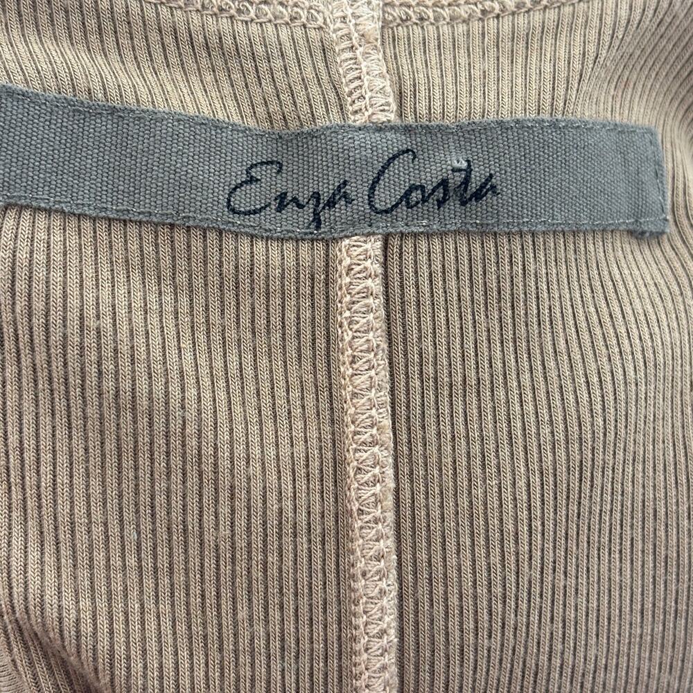 Enza Costa Sand Tan Ribbed U Neck Long Sleeve Top - Picture 10 of 10